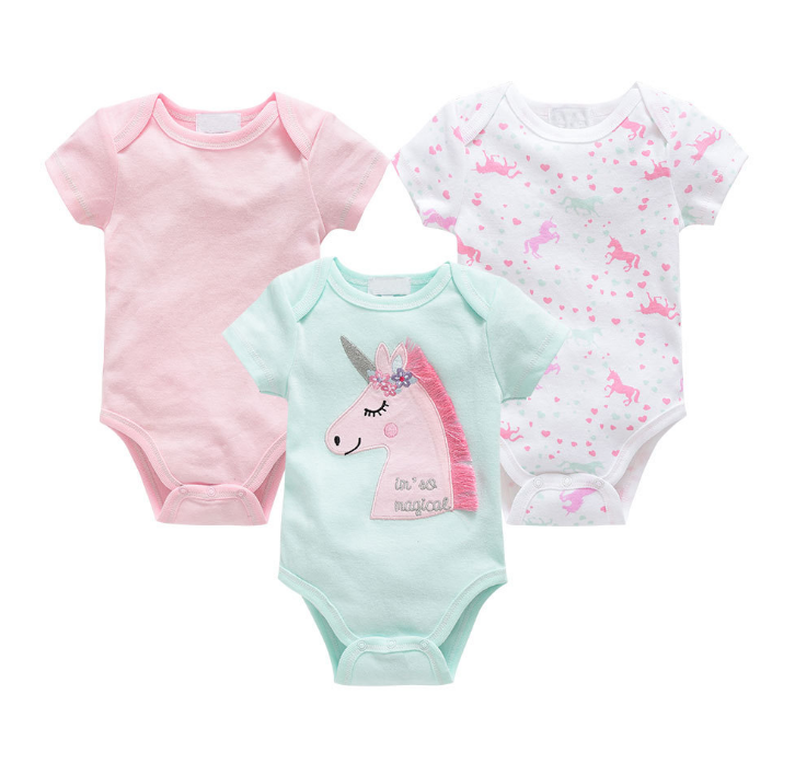 Baby onesies three-piece suit new cotton short-sleeved sweater