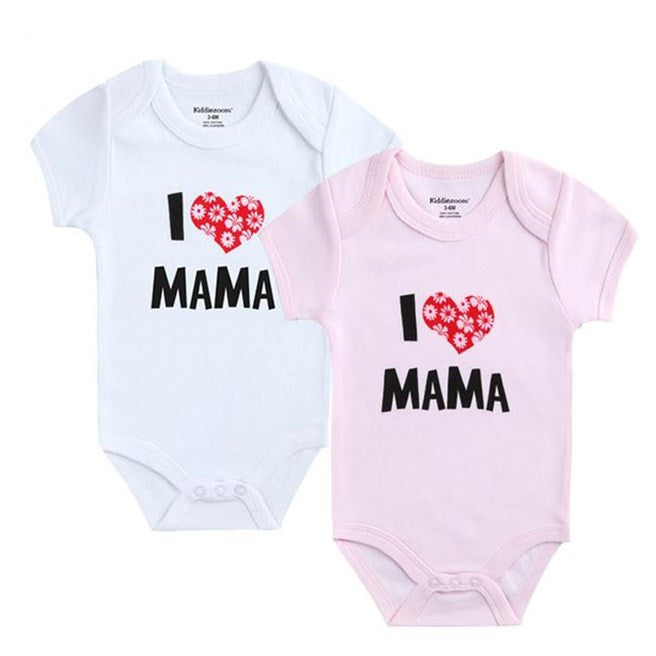 I Love Mama, I Love Papa Newborn Baby Short Sleeve onesie