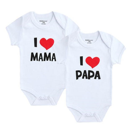 I Love Mama, I Love Papa Newborn Baby Short Sleeve onesie