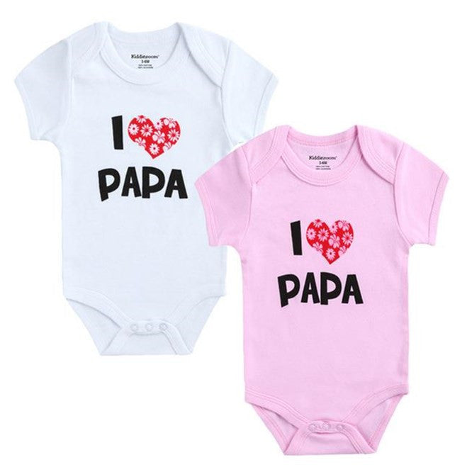 I Love Mama, I Love Papa Newborn Baby Short Sleeve onesie