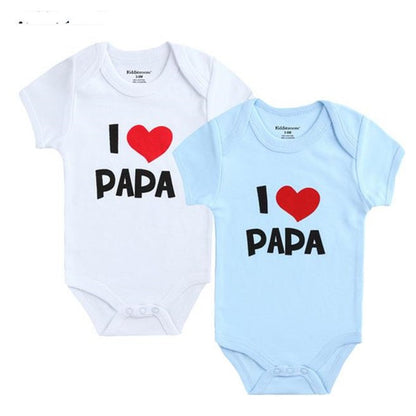 I Love Mama, I Love Papa Newborn Baby Short Sleeve onesie