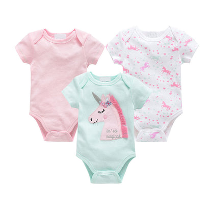 Baby onesies three-piece suit new cotton short-sleeved sweater