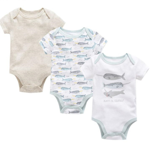 Baby onesies three-piece suit new cotton short-sleeved sweater