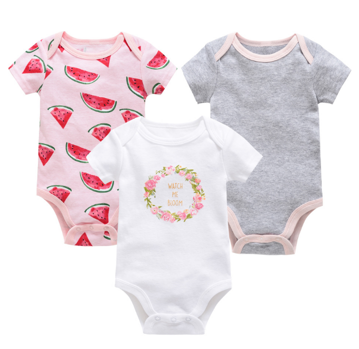 Baby onesies three-piece suit new cotton short-sleeved sweater